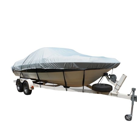 CARVER BY COVERCRAFT Carver Flex-Fit&trade; PRO Polyester Size 10 Boat Cover f/V-Hull Runabouts I/O or O/B - Grey 79010